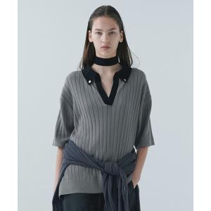 セーター ニット Wide Rib Skipper Collar Short Sleeve Knit メンズ レディース