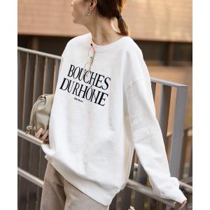 トレーナー スウェット フロッキープリントオーバースウェット レディース