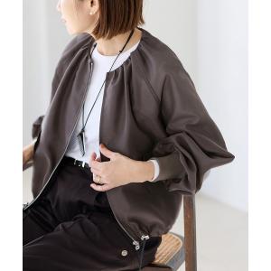 コート アウター 「一部カラーWEB限定/新色あり/追加2」ウォッシャブル シアーノーカラーブルゾン レディース