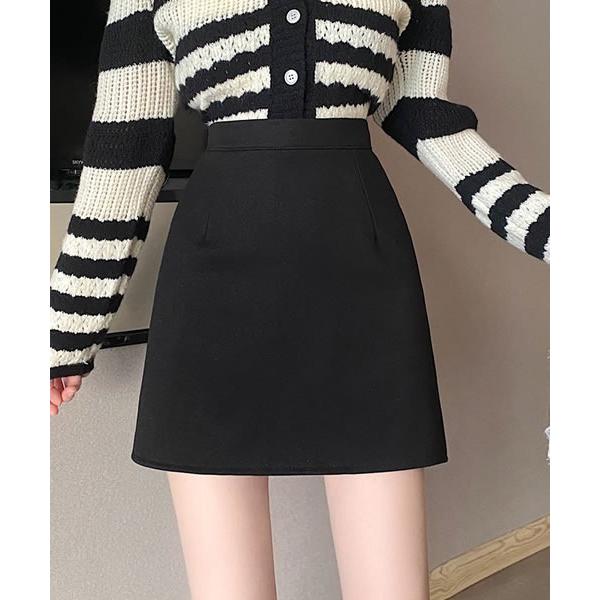 スカート Aライン台形シルエット無地ミニスカート