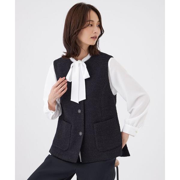 ベスト ジレ 「ウォッシャブル」ミックスツィードジレ レディース