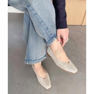 シューズ 「追加」スクエアVカットフラット レディース