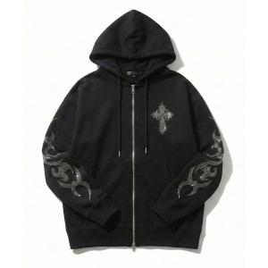 パーカー クロスラインストーンZIPパーカー メンズ レディース｜ZOZOTOWN Yahoo!店