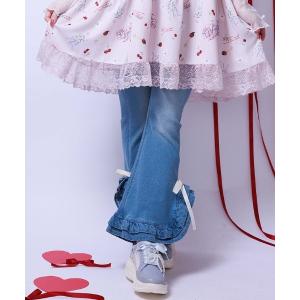 パンツ フリルハイウエストデニム レディース