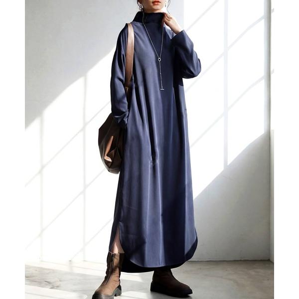 ワンピース ハイネック長袖ワンピース