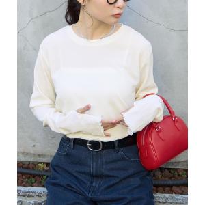 tシャツ 「AIRY DAYシリーズ」サムホール付き クルーネック メローロンT「マシンウォッシャブル/UVカット」 レディース