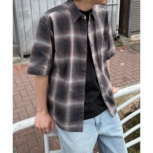 シャツ 半袖 「MAGASIN DE MODE Brew」半袖チェックシャツ パナマシャツ/通気性抜...