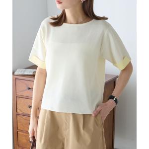 tシャツ 半袖 「マシンウォッシャブル/接触冷感」袖配色ニットT レディース