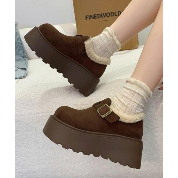 スリッポン 厚底シャークソール ムートンスリッポンシューズ レディース