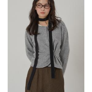 カーディガン offset button 2 way knit cardigan / オフセットボタン２WAYニットカーディガン レディース