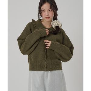 カーディガン wave button frill knit cardigan / ウェーブボタンフリルニットカーディガン レディース