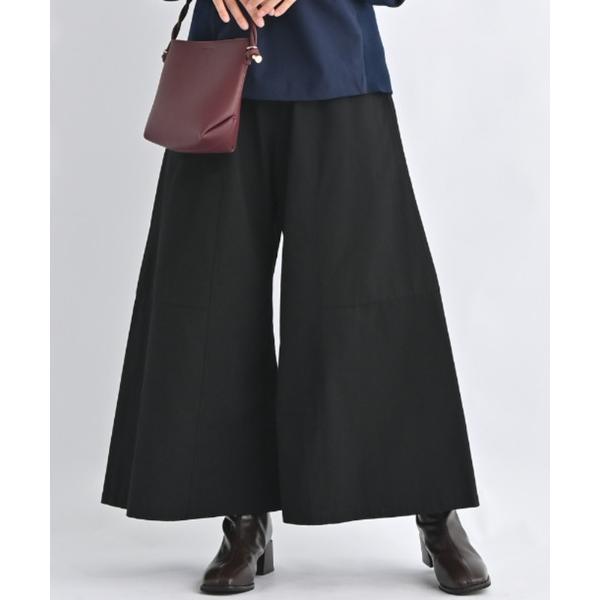 パンツ パネル切り替えスカート風パンツ ウエストゴム コットン 美シルエット レディース