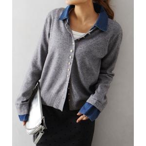 カーディガン 1枚で決まる！デニム切替ニットカーディガン レディース