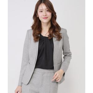 ジャケット ノーカラージャケット 入学式 卒業式 「手洗い可／日本製／スーツ可」美シルエット カラーレスジャケット レディース