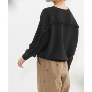 ニット セーター 12ゲージプレーティングドルマンフリルニット レディース