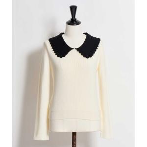 ニット セーター 襟付きアイレットニット レディース
