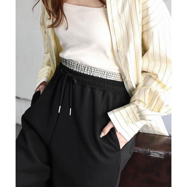 スウェットパンツ ジャージ ダブルウェストダンボールスウェットパンツ レディース