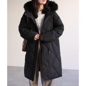 ダウンコート ダウンジャケット 「premium」 フードファー配色キルティングダウンコート / ファー取り外し可能2WAY レディース