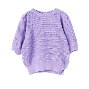 ニット セーター アイレットパフスリーブニット レディース