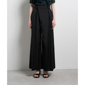 ワイドパンツ パンツ フロントタックツイルワイドパンツ レディース