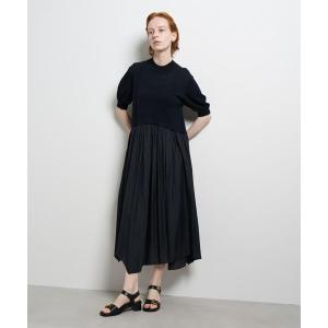 ワンピース 半袖 ニットドッキングワンピース