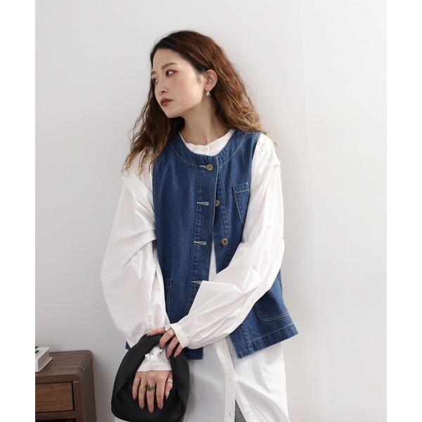 ベスト ジレ デニムベスト レディース