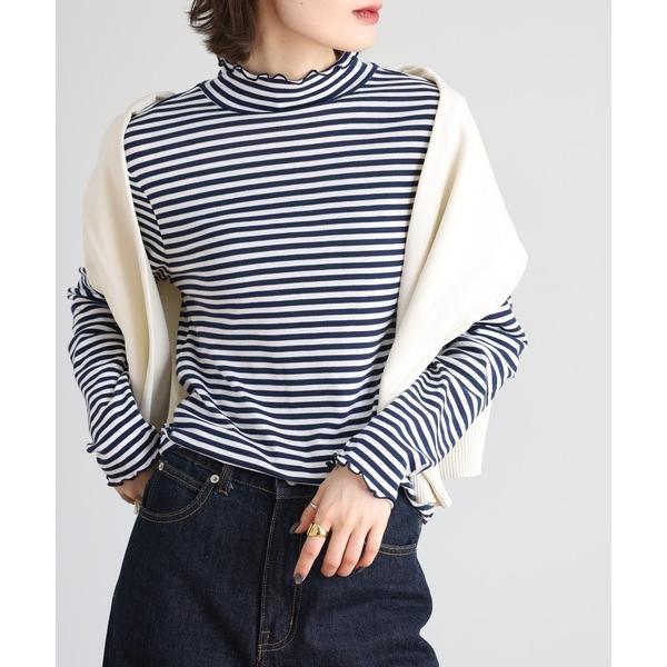 tシャツ ボーダーT/Cフライスアウトメロウ長袖 レディース