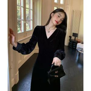 ワンピース ベルベットVネックロングドレス｜ZOZOTOWN Yahoo!店