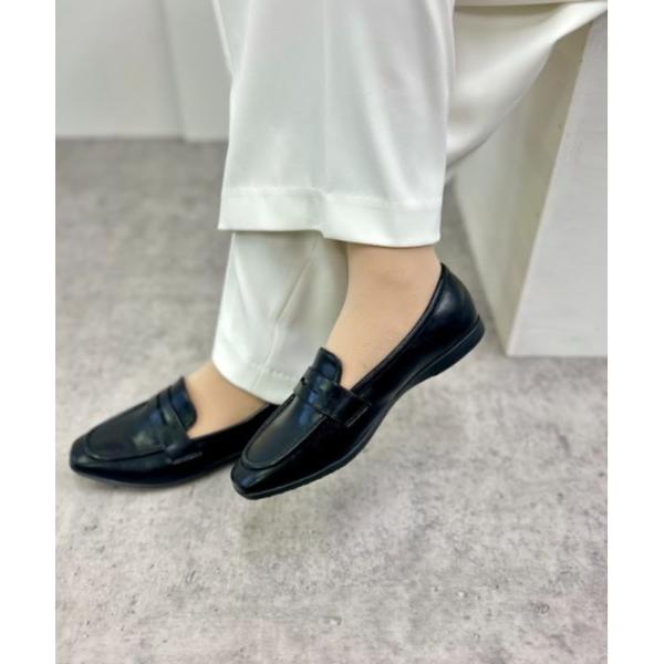 パンプス 痛くなりにくいスクエアトゥ×ふわ軽ソールコインローファーパンプス 51117