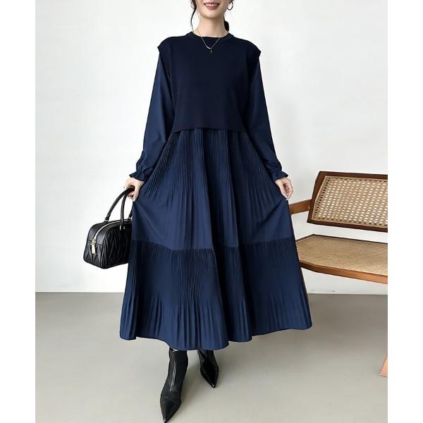 ワンピース プリーツワンピース×バックリボンベストセット