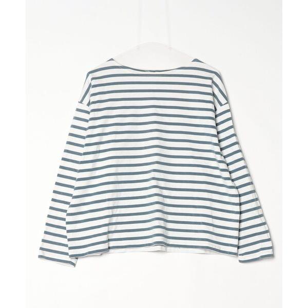 「AURALEE」 ボーダー柄長袖カットソー 1 ブルー レディース