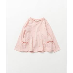 tシャツ リボン柄×バックティアード長袖Tシャツ キッズ 子供服 女の子