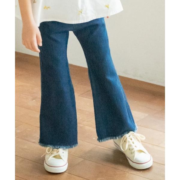 パンツ 裾フリンジフレアデニムパンツ キッズ 子供服 女の子