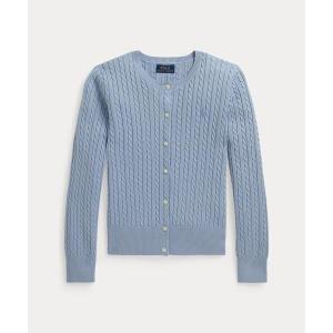 美品　POLO RALPH LAUREN コットンペプラム　ケーブルカーディガン ケーブルニット コットン ペプラム カーディガン（カーディガン/ボレロ