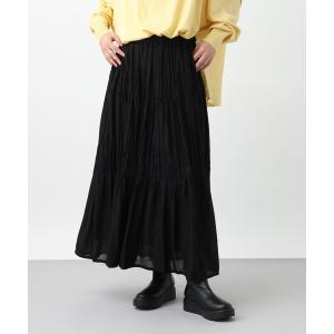 スカート 「natural by clip」レーヨンシャーリングロングスカート