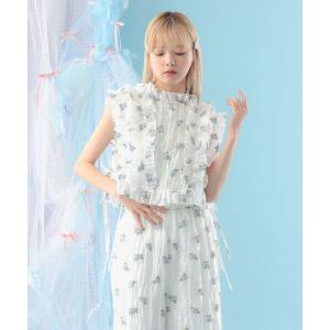 ベスト ジレ フラワー フリル ベスト レディース