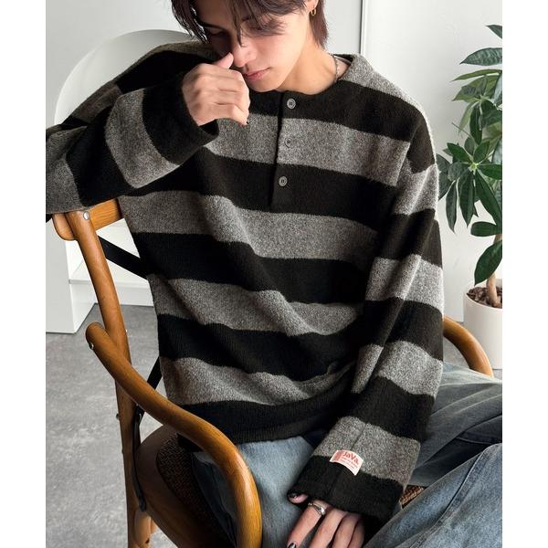 「Java」 長袖ニット MEDIUM ブラック×グレー メンズ