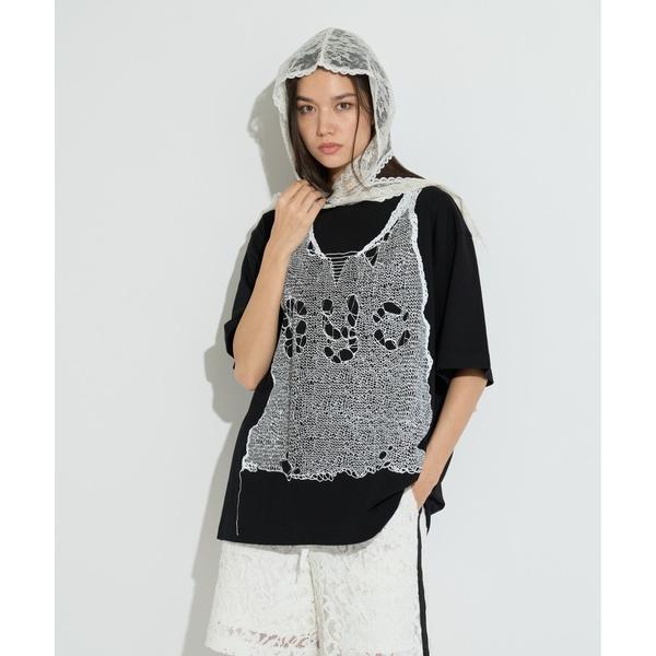 tシャツ トロンプルイユプリントビッグTシャツ レディース