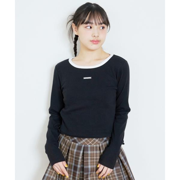 tシャツ ドロストクロップドテレコ長袖T キッズ 子供服 女の子
