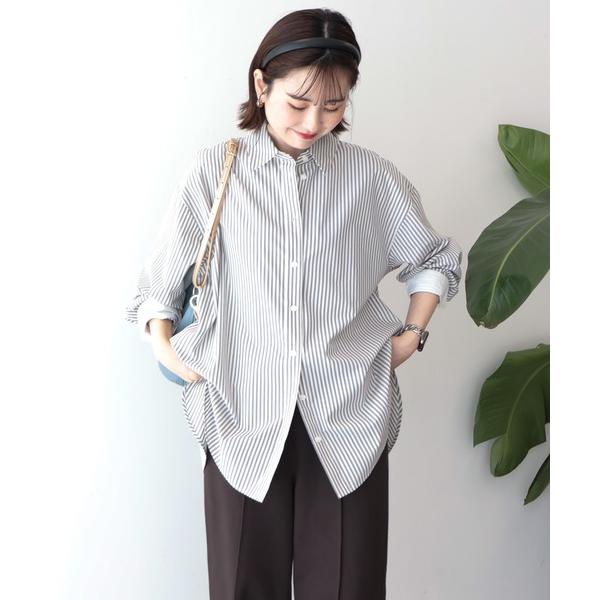 ブラウス シャツ 配色レギュラーカラーシャツ レディース