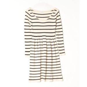 「en recre」 ボーダー柄ニットワンピース M ホワイト レディース