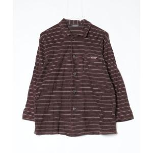 「marie claire」 ボーダー柄長袖シャツ M ブラウン メンズ