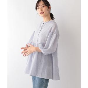 「GLOBAL WORK」 半袖チュニック FREE ブルー レディース