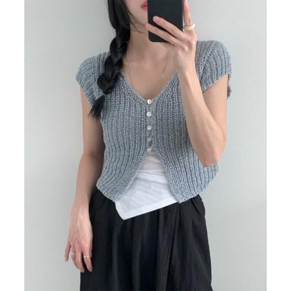 「by muni:r」 ニットカーディガン FREE ブルーグレー レディース