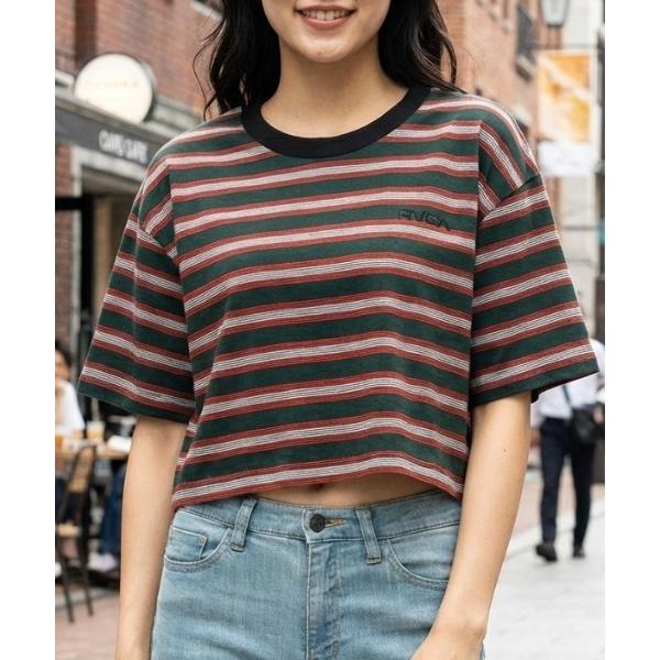 tシャツ 半袖 「RVCA/ルーカ」SUNRISE BE CROP SS/ボーダー　ショート丈　半袖...