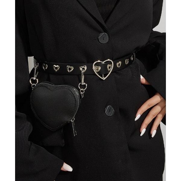 ベルト ウエストポーチ付き ハートデザインベルト レディース