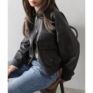 ブルゾン アウター アンティークレザーダブルZIPブルゾン レディース