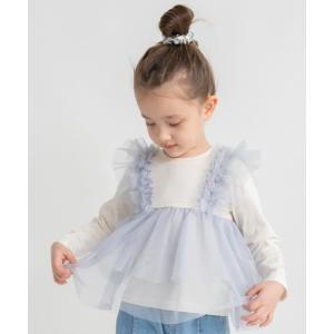 tシャツ チュールレイヤード風長袖Tシャツ キッ...の商品画像