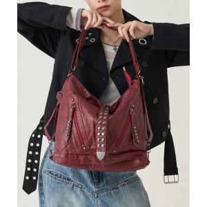 ショルダーバッグ バッグ 2WAYドットスタッズリングバッグ レディース