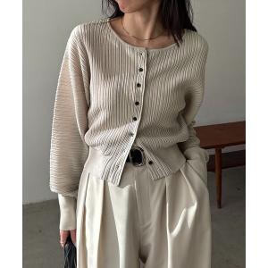 カーディガン プリーツパフカーディガン レディース
